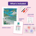 Thumbnail for White Sand 40x50cm diamond painting kit contents: adhesive canvas, color chart, tools and diamond bags