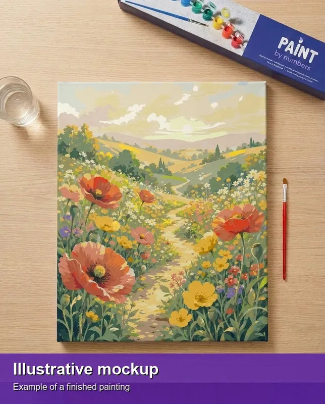Illustration of the finished paint by numbers - Wildflower Meadow Path 40x50cm