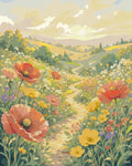 Thumbnail for Wildflower meadow path Paint By Numbers, orange and yellow flowers