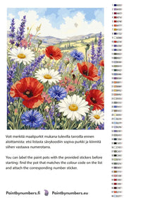 Thumbnail for Paint color chart and instructions - Wildflowers and Hills Landscape 40x50cm