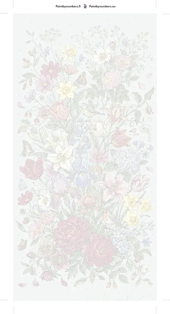 Paint by numbers numbered canvas - Wildflowers Birds and Butterflies 40x80cm