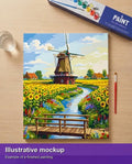 Thumbnail for Finished paint by numbers mockup - Windmill and Sunflower Field 40x50cm