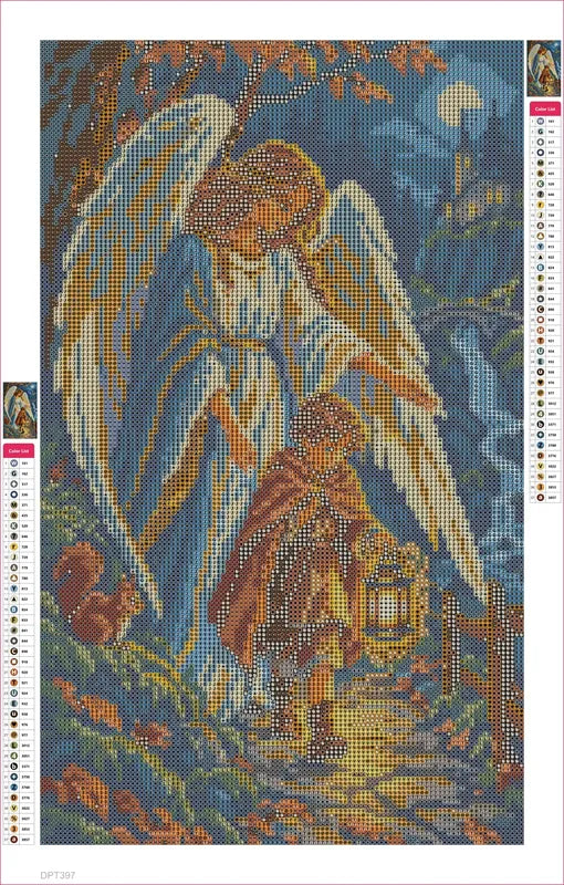 Diamond painting adhesive canvas preview - Wings over the Lantern Path
