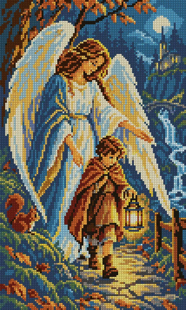 Wings over the Lantern Path, 30x50 cm diamond painting – full design preview without the close-up inset