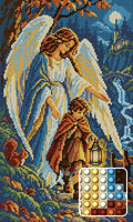 Thumbnail for Wings over the Lantern Path, 30x50 cm diamond painting – finished design preview with a close-up of round drills