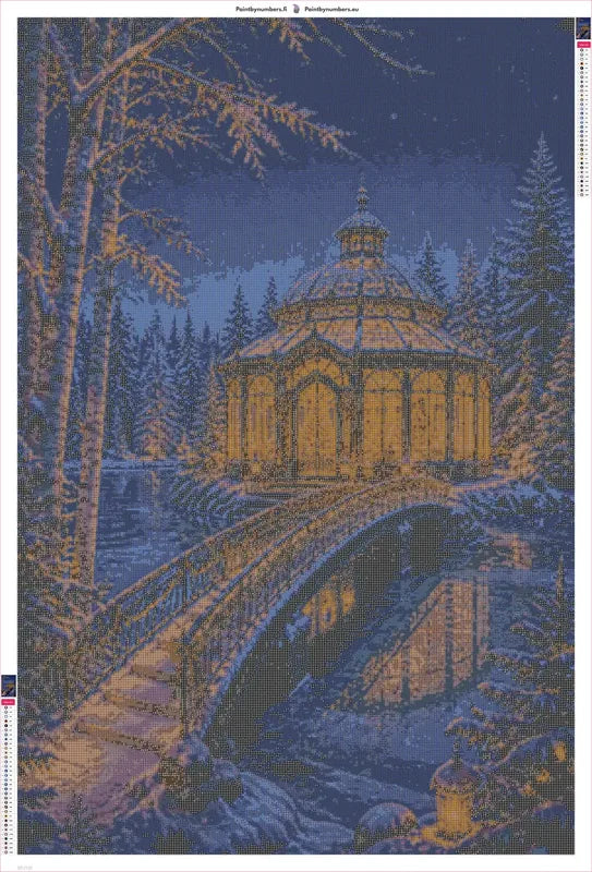 Diamond painting adhesive canvas preview - Winter Gazebo