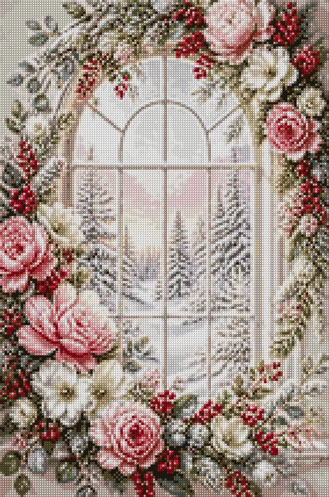 Diamond painting pattern chart - Winter Window