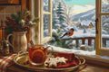 Thumbnail for Winter window, tea, cookies and bullfinch paint by numbers