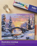 Thumbnail for Finished paint by numbers mockup - Winter's Tranquil Bridge 50x40cm
