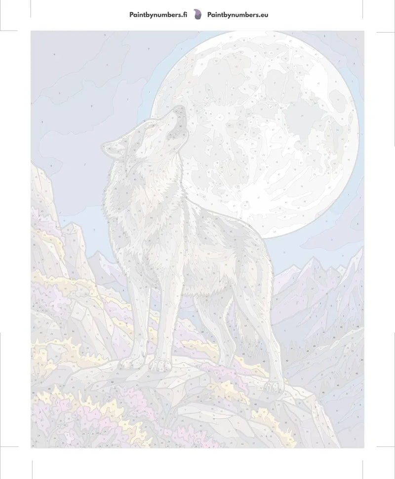 Paint by numbers numbered canvas - Wolf Howling at Moon 40x50cm