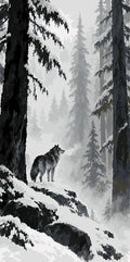 Thumbnail for Wolf standing in snowy pine forest paint by numbers