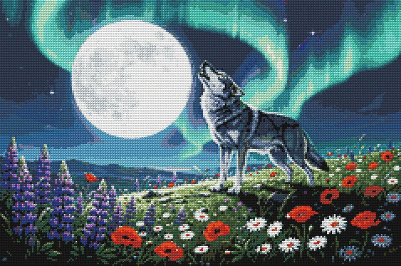 Diamond Pattern - Wolf Under the Moon