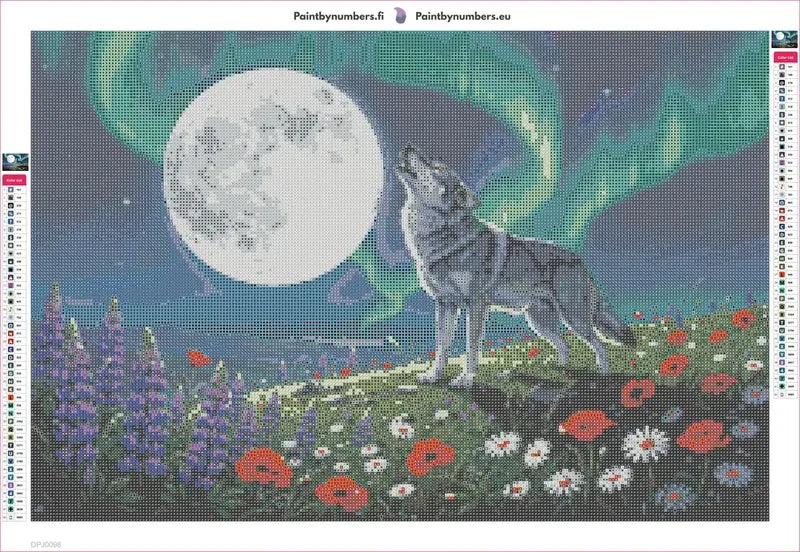 Wolf Under the Moon diamond painting adhesive canvas 60x40cm