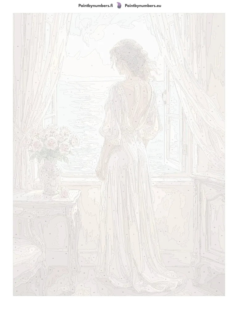 Paint by numbers numbered canvas - Woman at Open Window 60x80cm