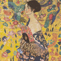 Thumbnail for Paint by numbers of Klimt's Woman with a Fan, a dark-haired woman among birds and flowers on gold