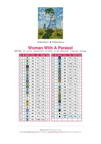 Thumbnail for Woman With A Parasol diamond painting color chart – 43 DMC colors