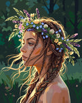 Thumbnail for Woman with flower crown in forest paint by numbers