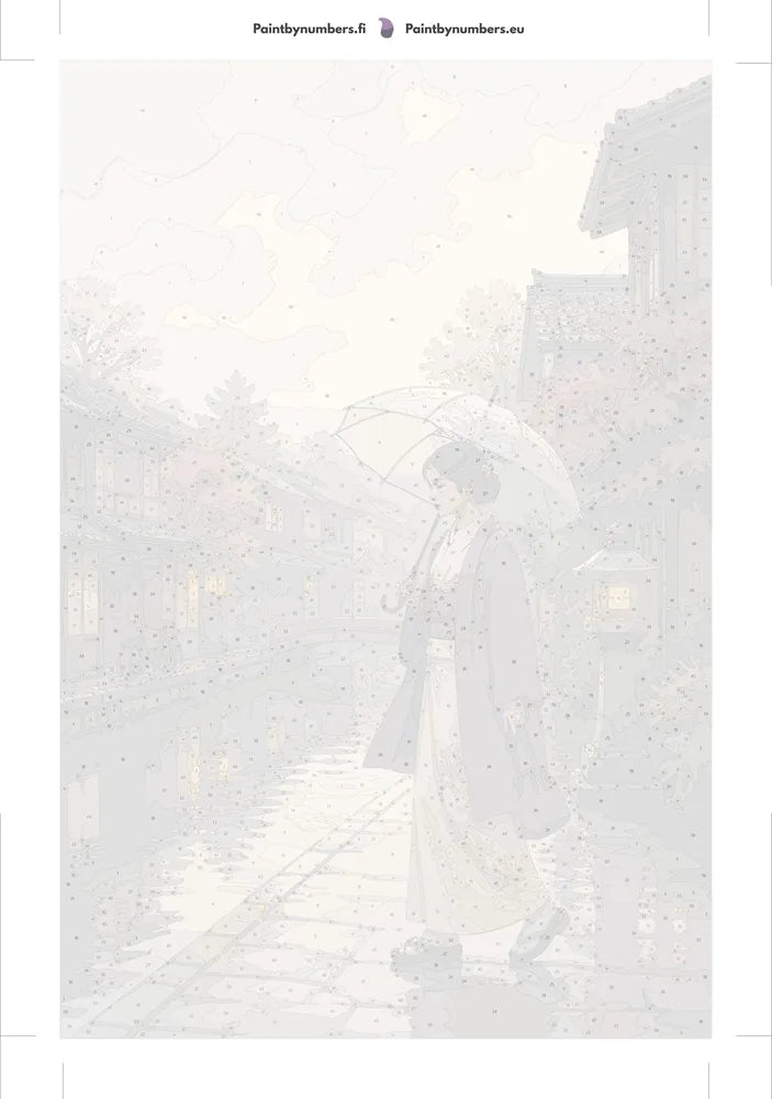 Paint by numbers numbered canvas - Woman With Umbrella Canal 40x60cm