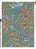 Thumbnail for Diamond painting adhesive canvas preview - Woodland Cottage