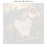 Thumbnail for Paint by numbers numbered canvas - Wool Mittens and Tea Tray 50x50cm