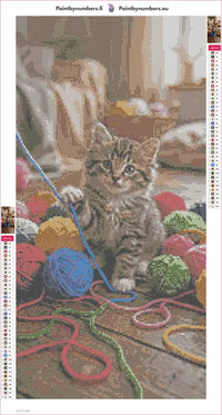 Thumbnail for Yarn Kitten diamond painting adhesive canvas 30x60cm