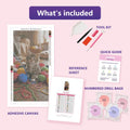 Thumbnail for Yarn Kitten 30x60cm diamond painting kit contents: adhesive canvas, color chart, tools and diamond bags