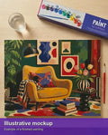 Thumbnail for Finished paint by numbers mockup - Yellow Armchair and Tulips 50x40cm