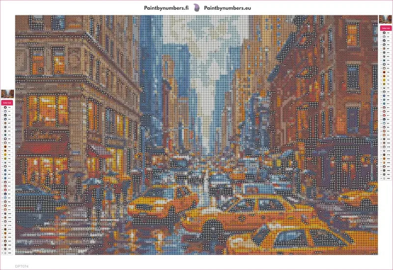 Yellow Cabs diamond painting adhesive canvas 60x40cm