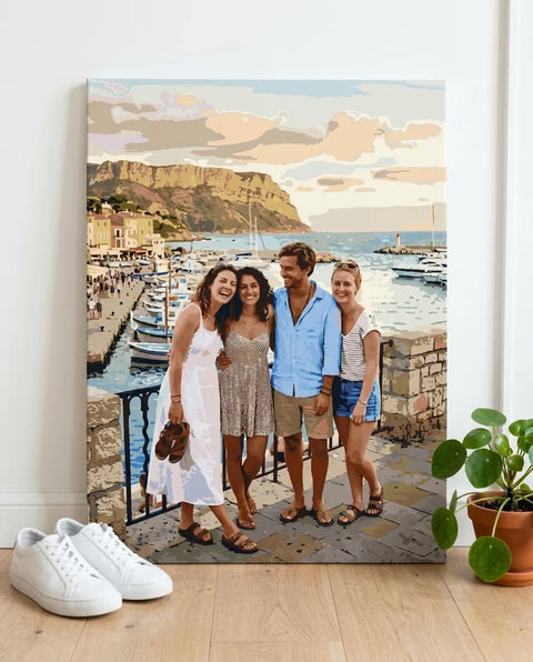 60×80 cm custom paint by numbers – group holiday photo as a finished painting
