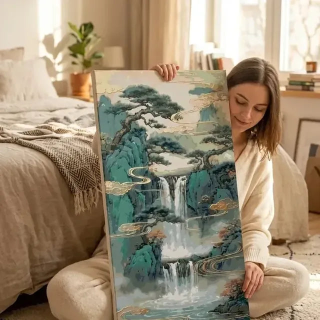 Finished paint by numbers artwork displayed at home