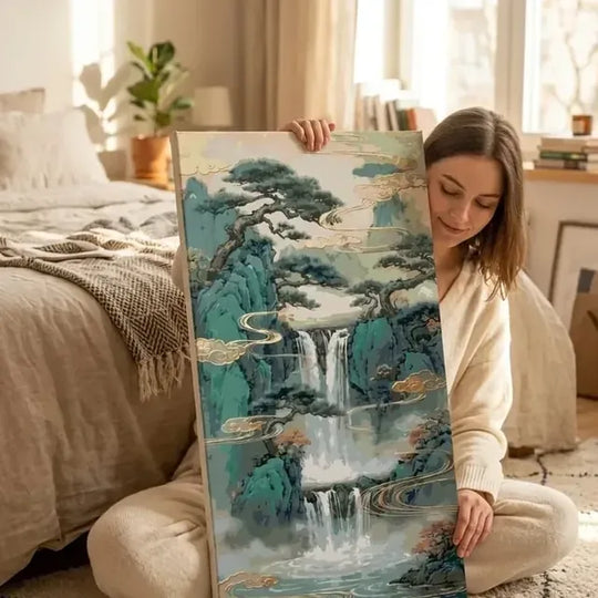 Finished paint by numbers artwork displayed at home